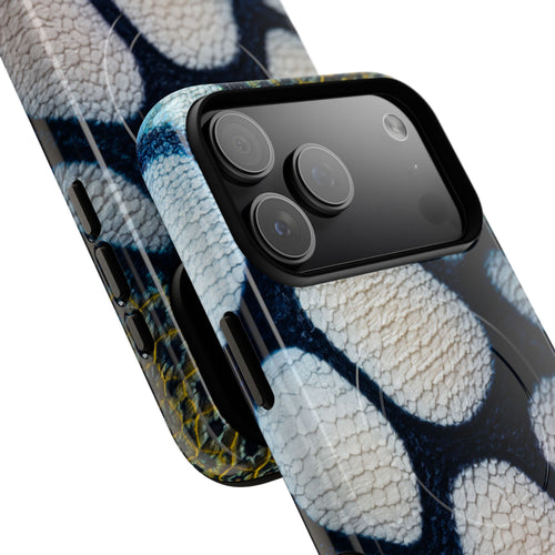 Aquatic blue stripe print MagSafe-compatible phone case