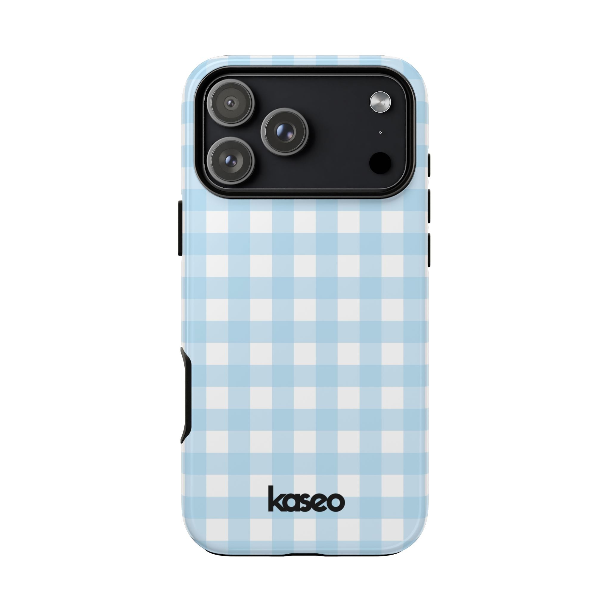Gingham Sky blue gingham print tough phone case