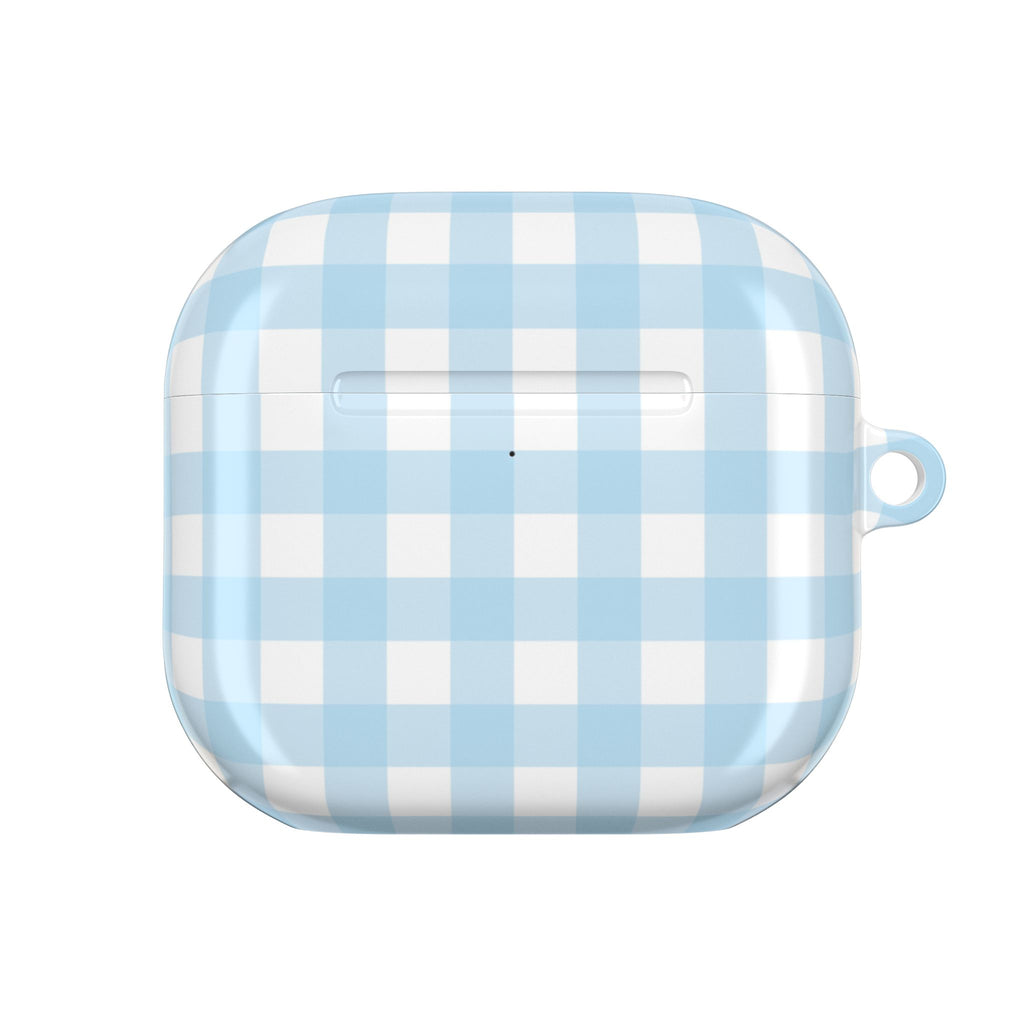 Gingham Sky blue gingham print AirPods Gen 4 case