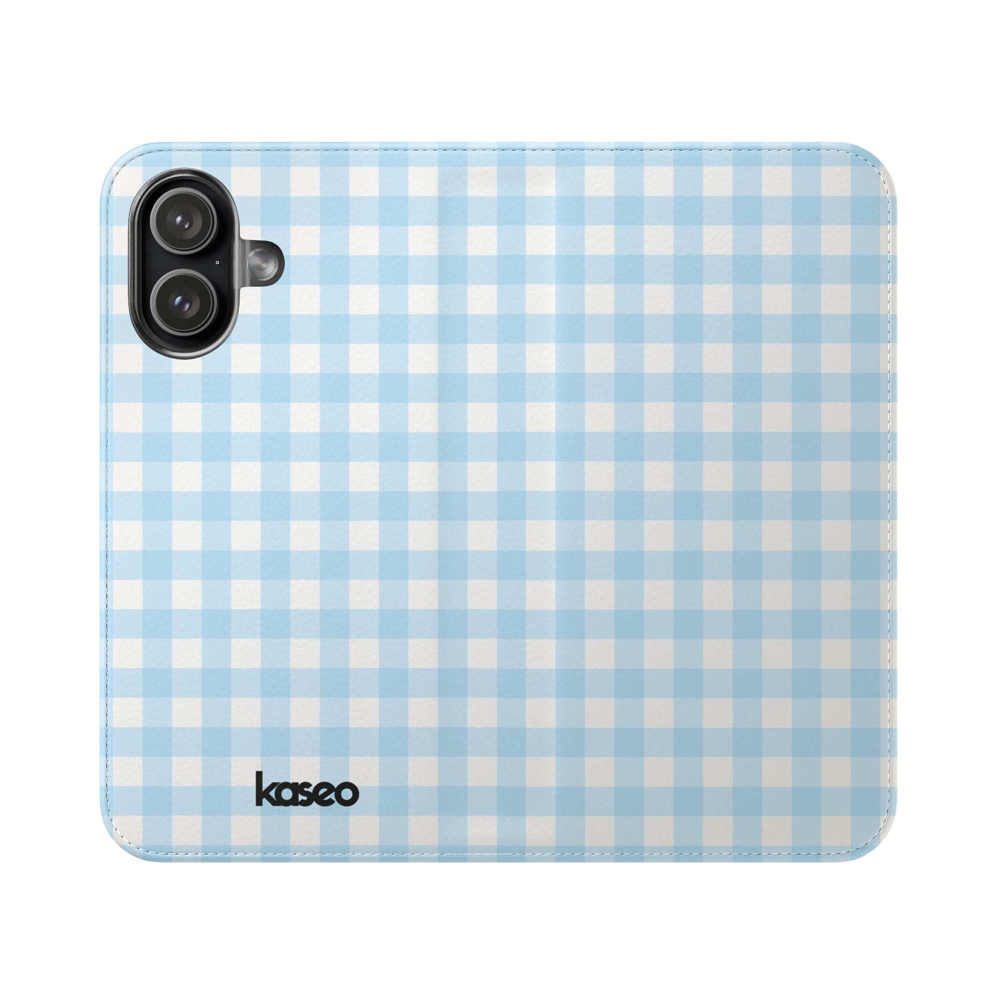 Gingham Sky gingham print flip phone case with card holder