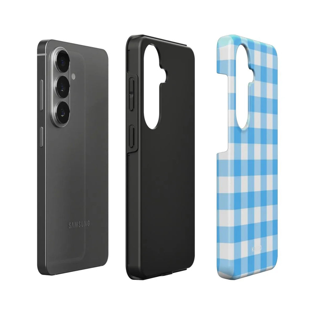 Gingham Sky Blue - Android Tough Phone Case