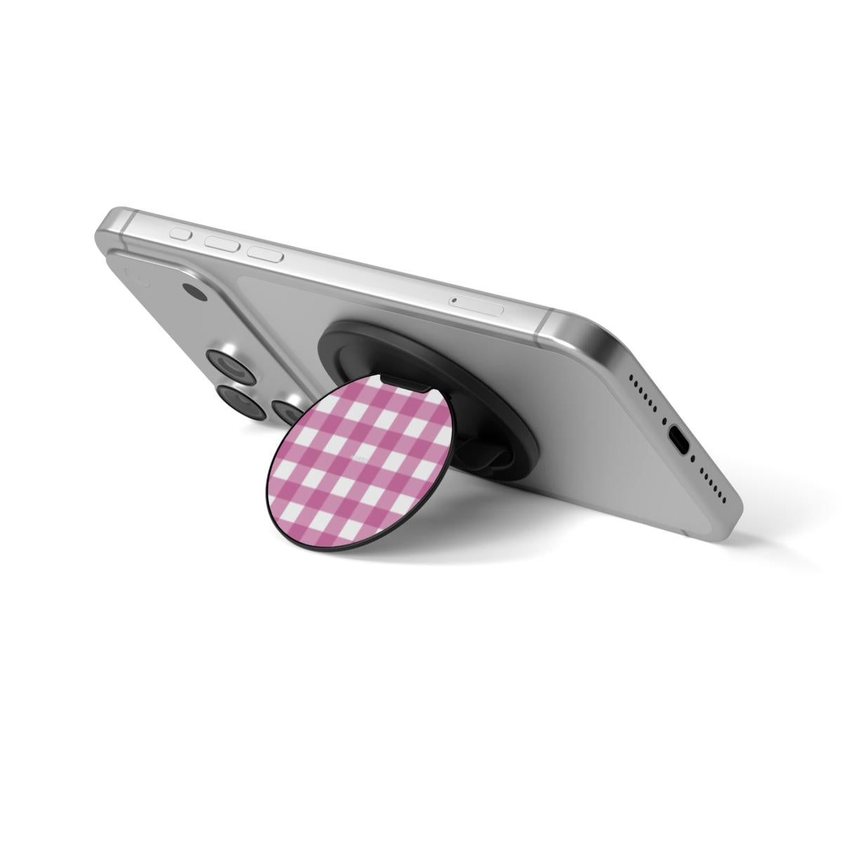 Gingham Pink - Magnetic Phone Grip