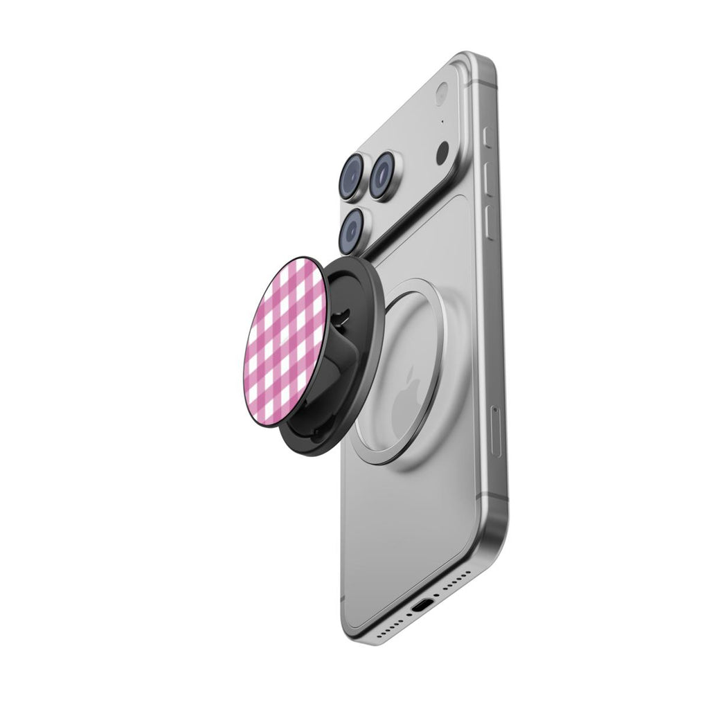Gingham Pink - Magnetic Phone Grip
