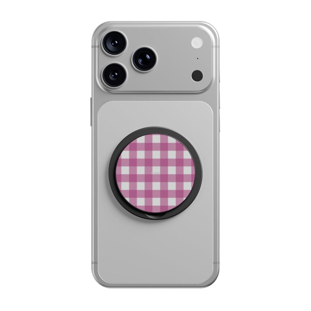 Gingham Pink - Magnetic Phone Grip
