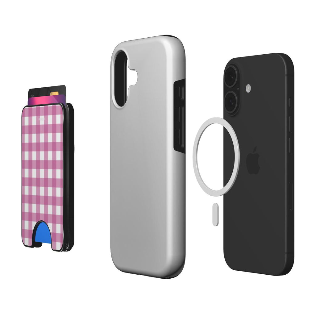 Gingham Pink - Magnetic Wallet