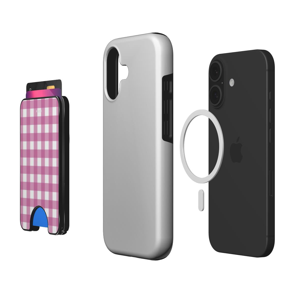 Gingham Pink - Magnetic Wallet