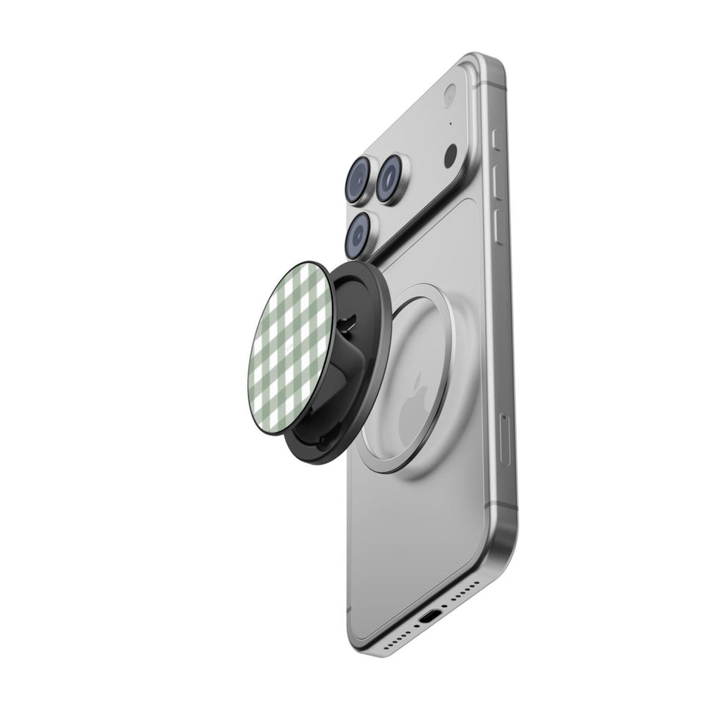 Gingham Sage - Magnetic Phone Grip