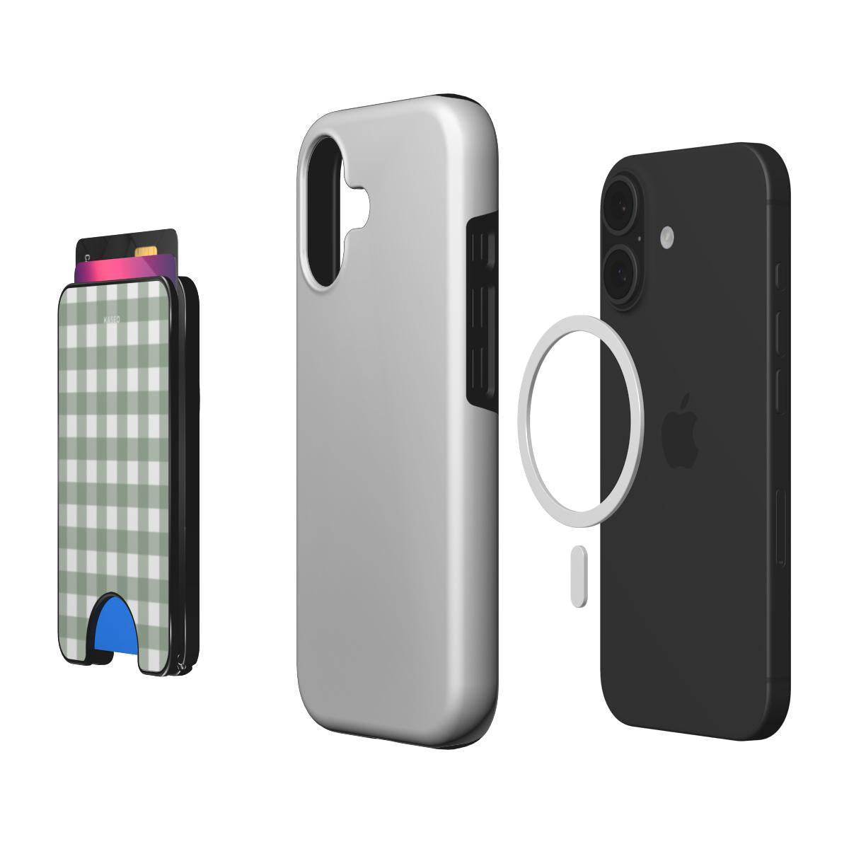 Gingham Sage - Magnetic Wallet