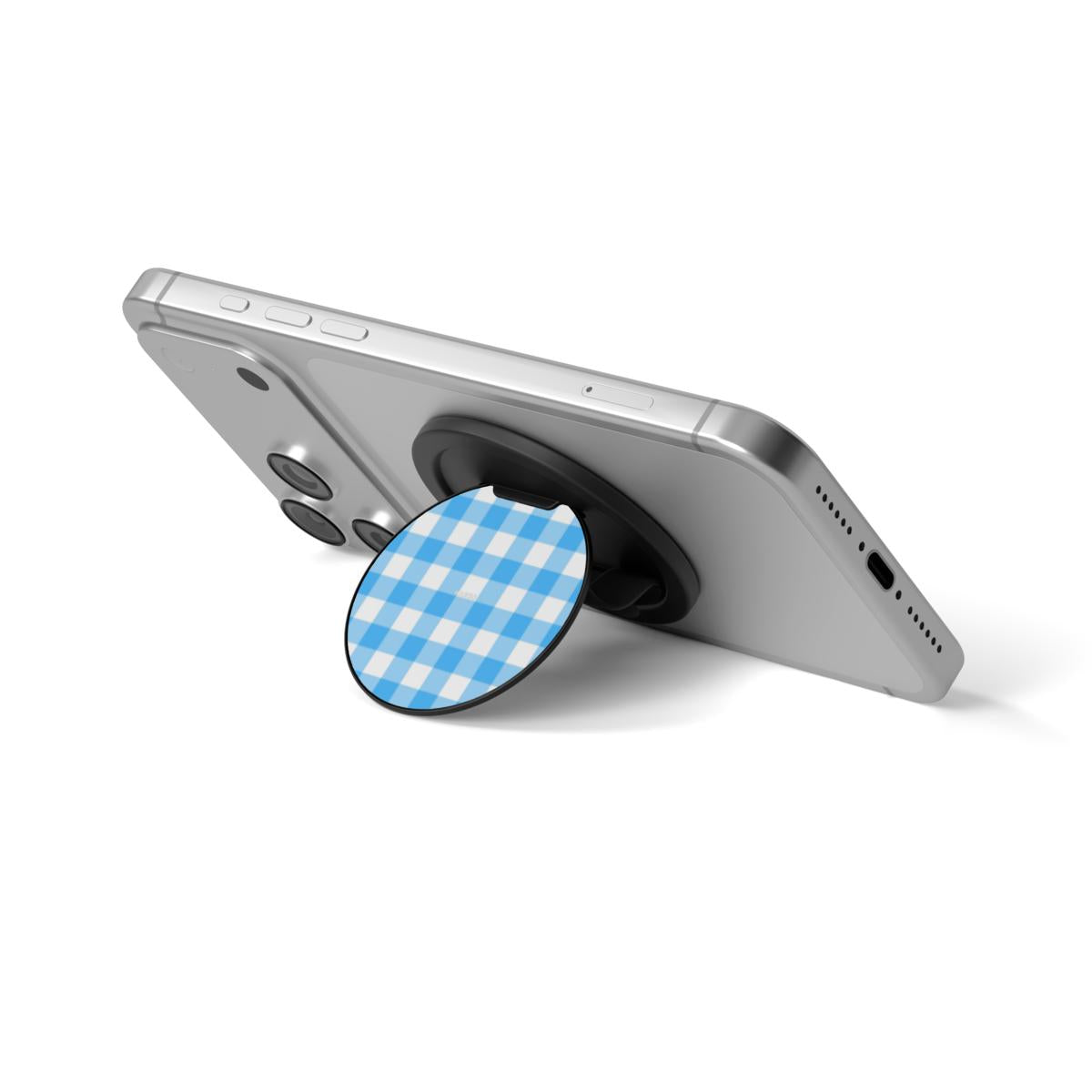 Gingham Sky Blue - Magnetic Phone Grip