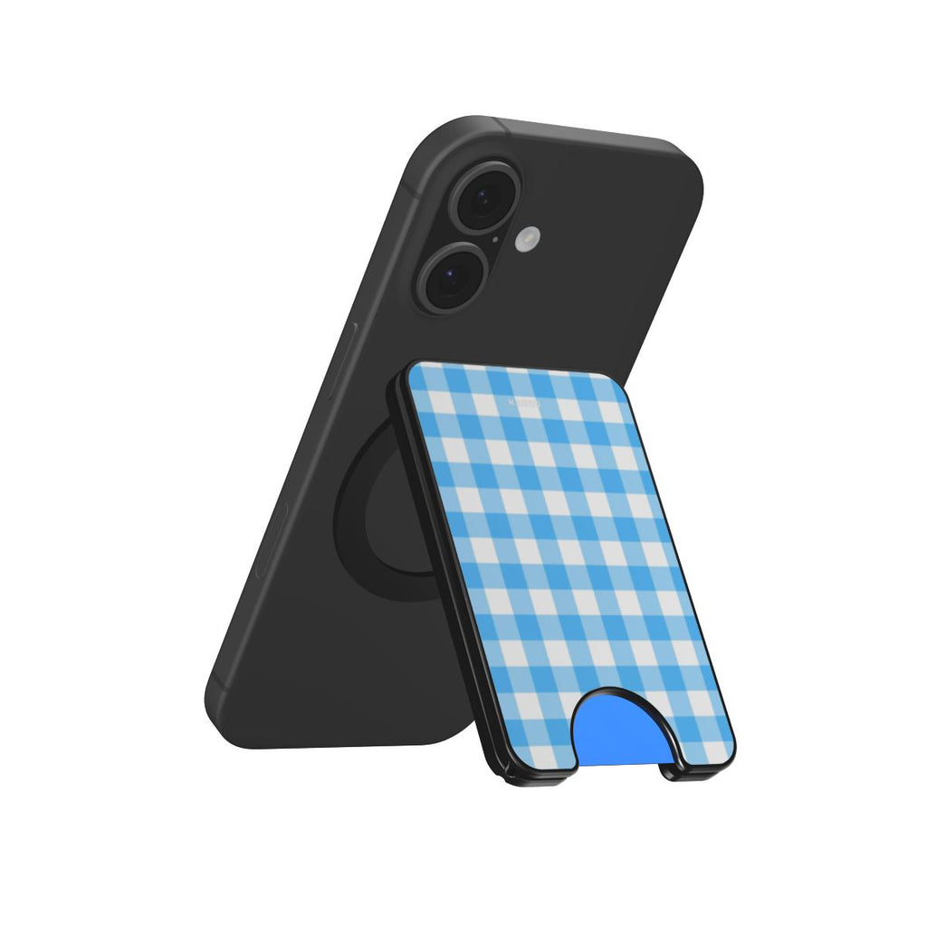Gingham Sky Blue - Magnetic Wallet