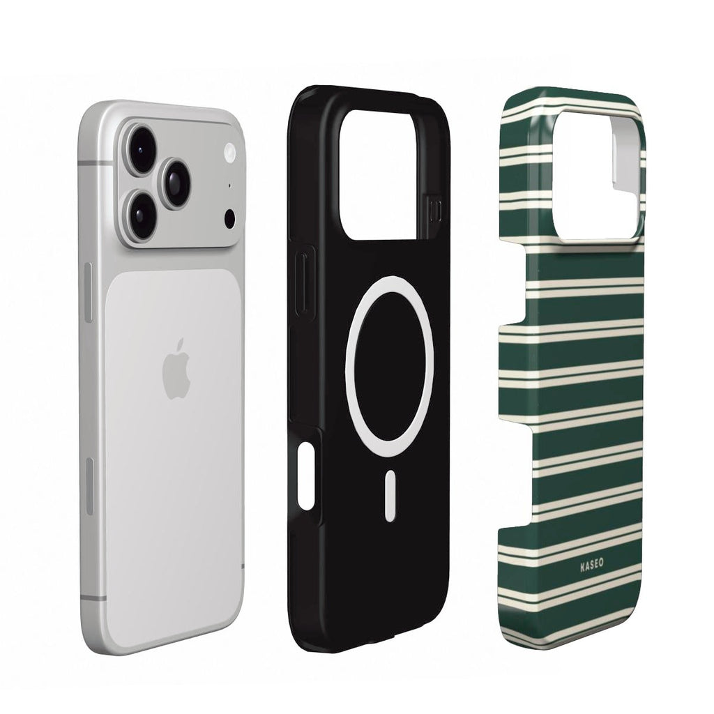 Bottle Green Stripe MagSafe phone case - MagSafe layers
