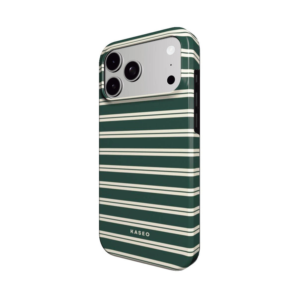 Bottle Green Stripe MagSafe phone case - angle
