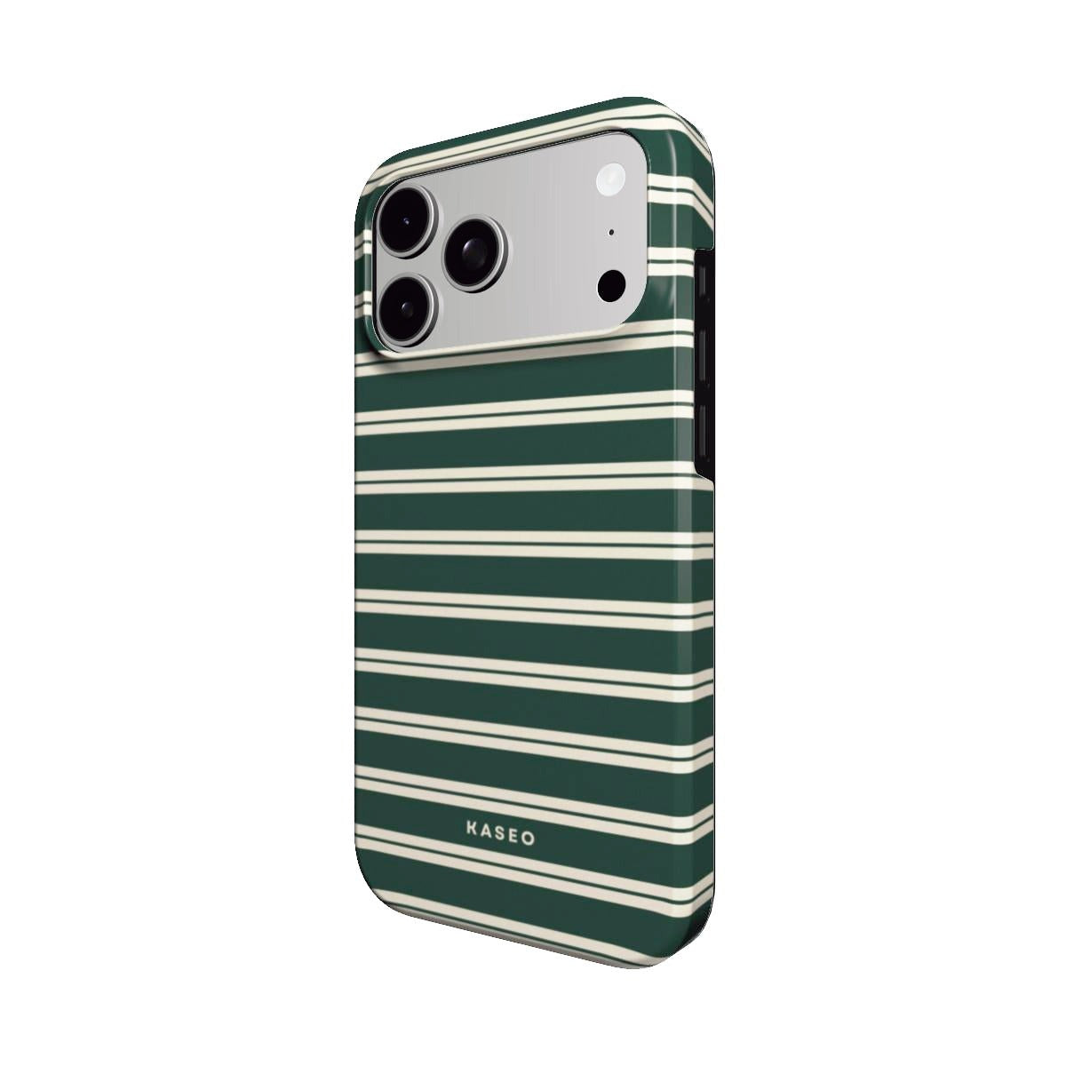 Bottle Green Stripe MagSafe phone case - angle