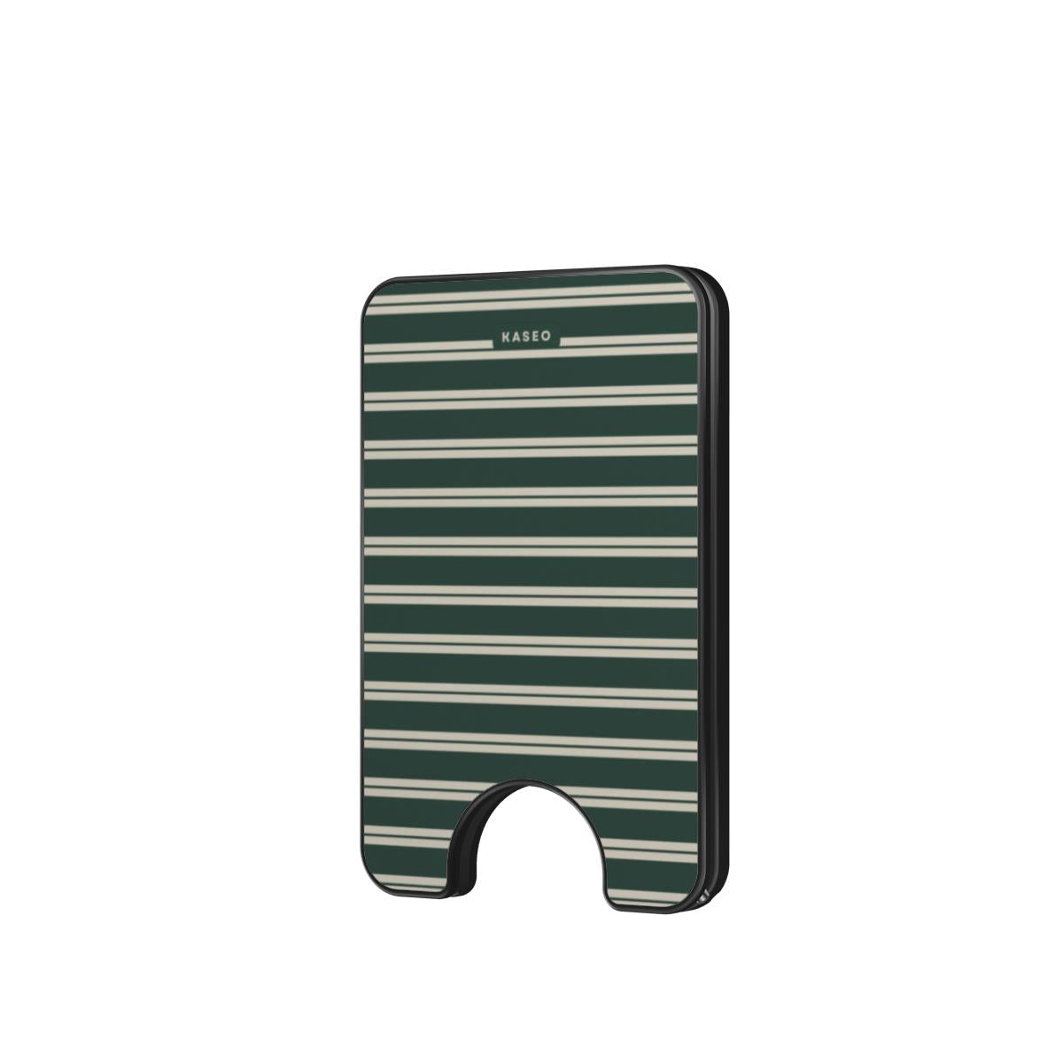 Bottle Green Stripe - Magnetic Wallet