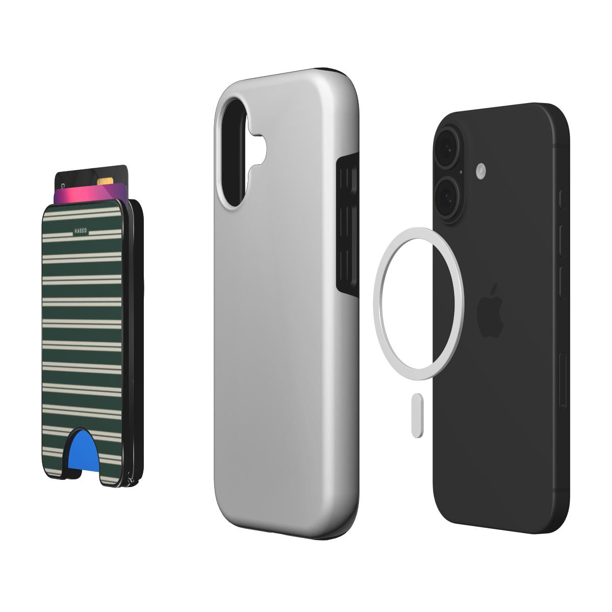 Bottle Green Stripe - Magnetic Wallet
