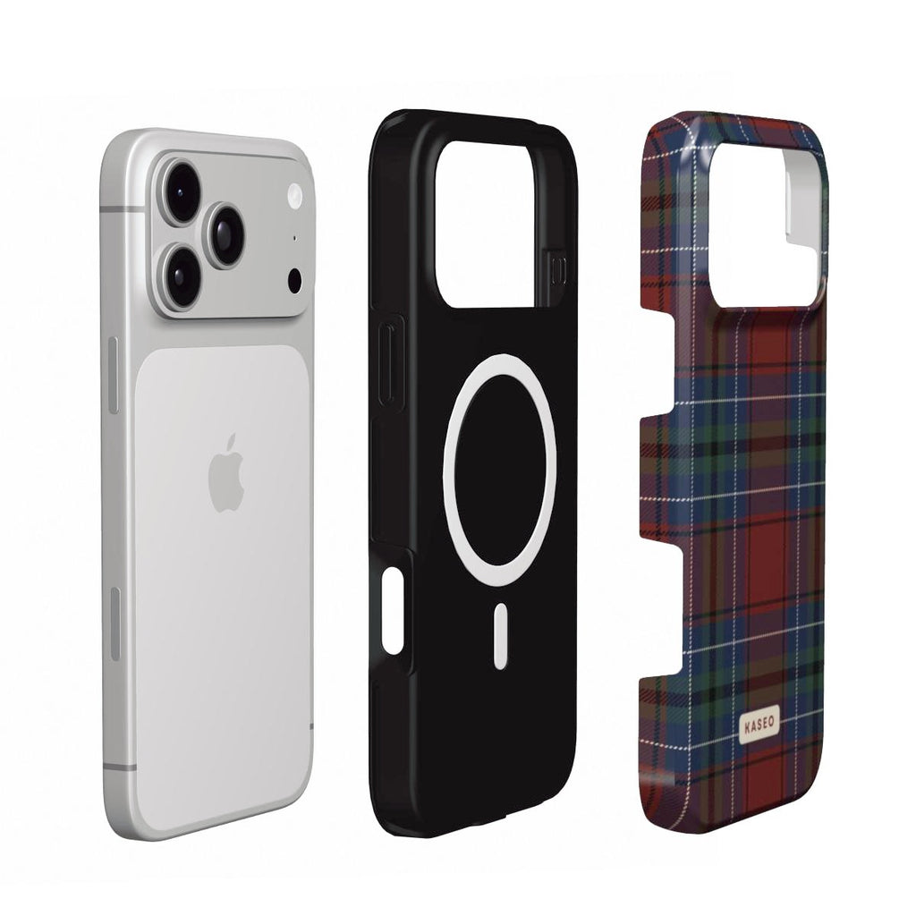 Burgundy Tartan MagSafe phone case - MagSafe layers
