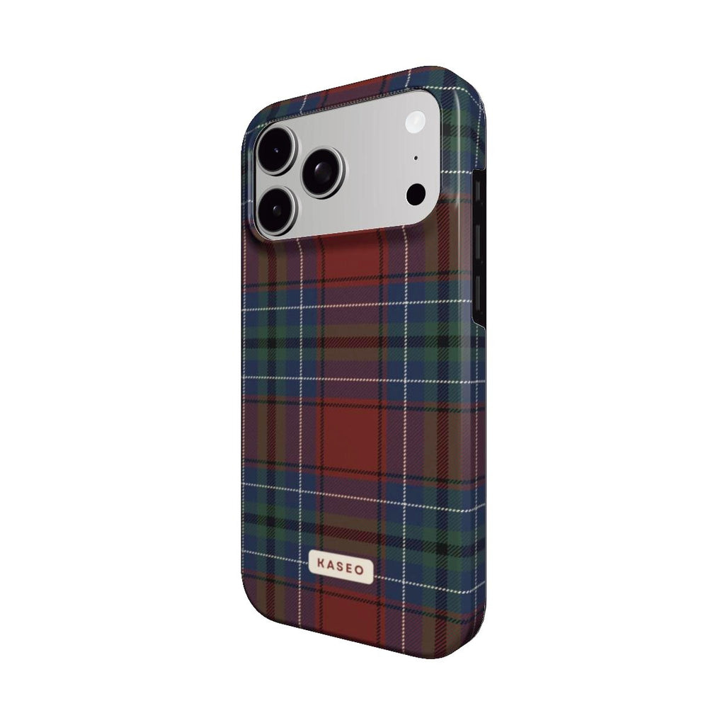 Burgundy Tartan MagSafe phone case - angle