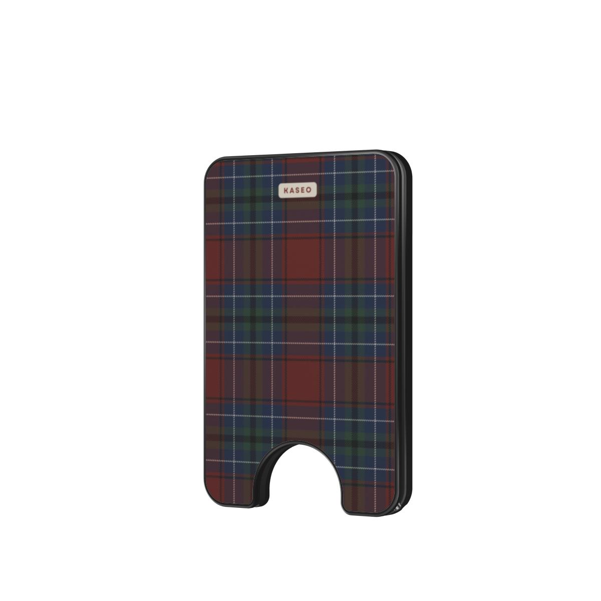 Burgundy Tartan - Magnetic Wallet
