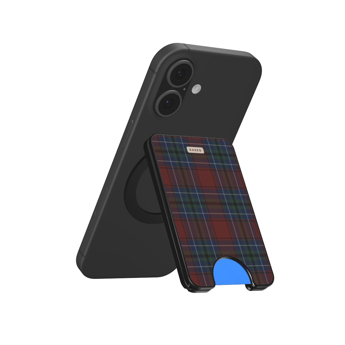 Burgundy Tartan - Magnetic Wallet