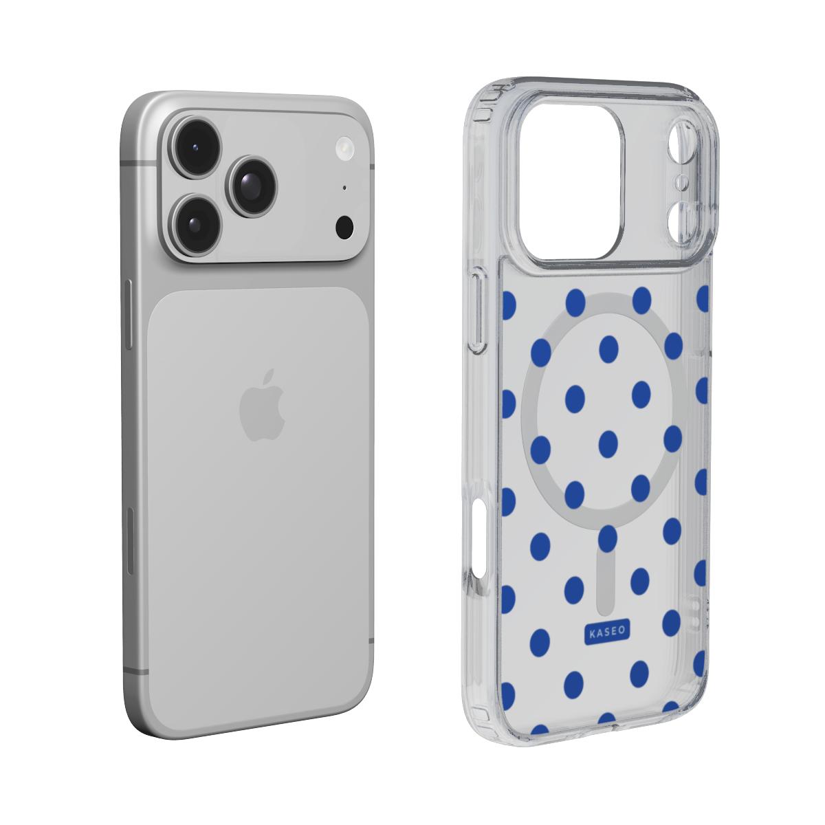 Cobalt Dots - MagSafe Clear Phone Case
