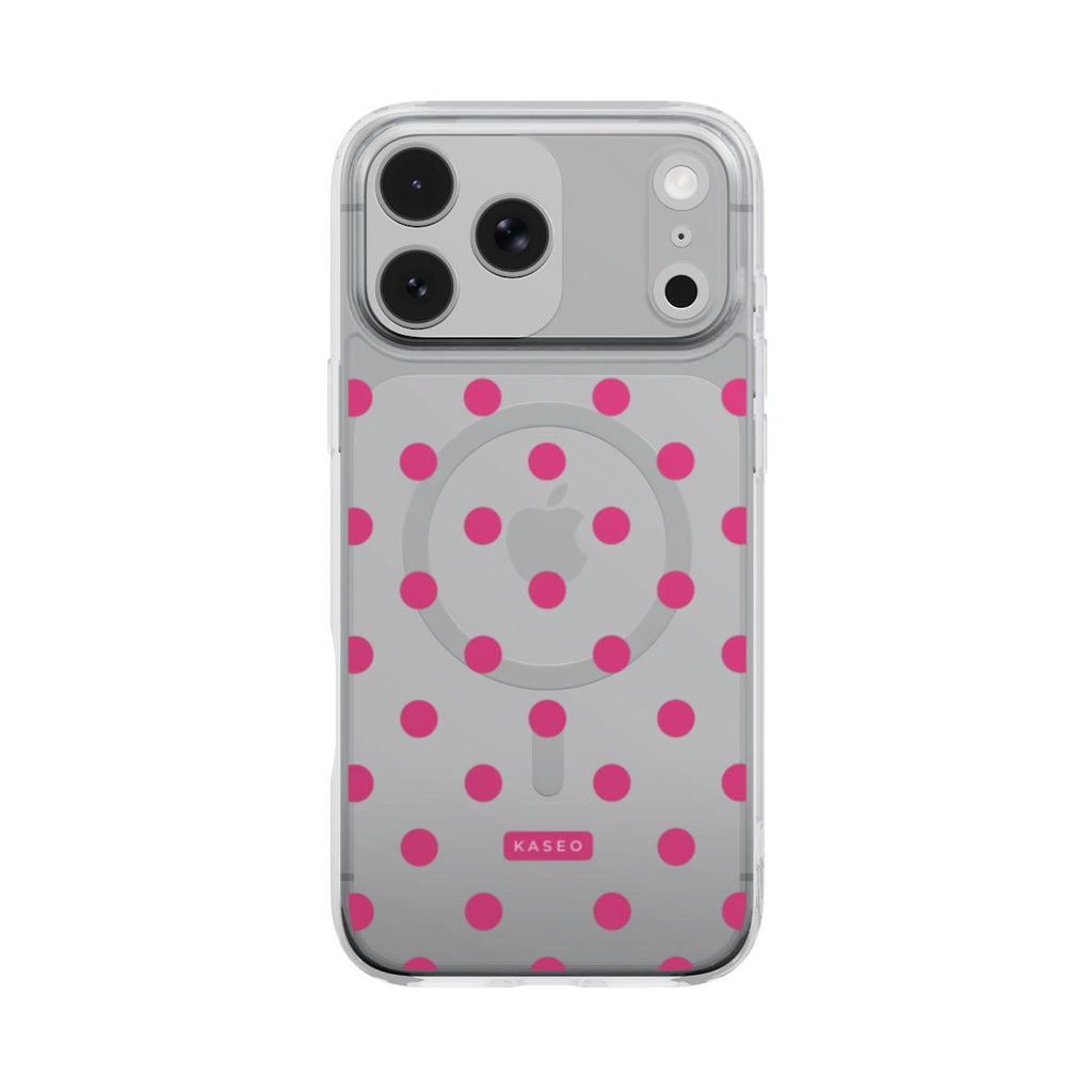 Hot Pink Dots - MagSafe Clear Phone Case