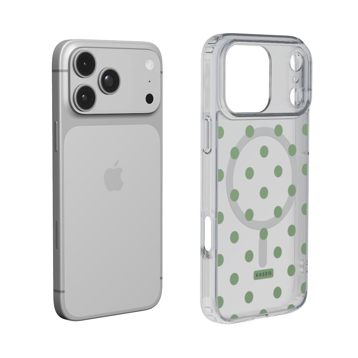 Sage Dots - MagSafe Clear Phone Case