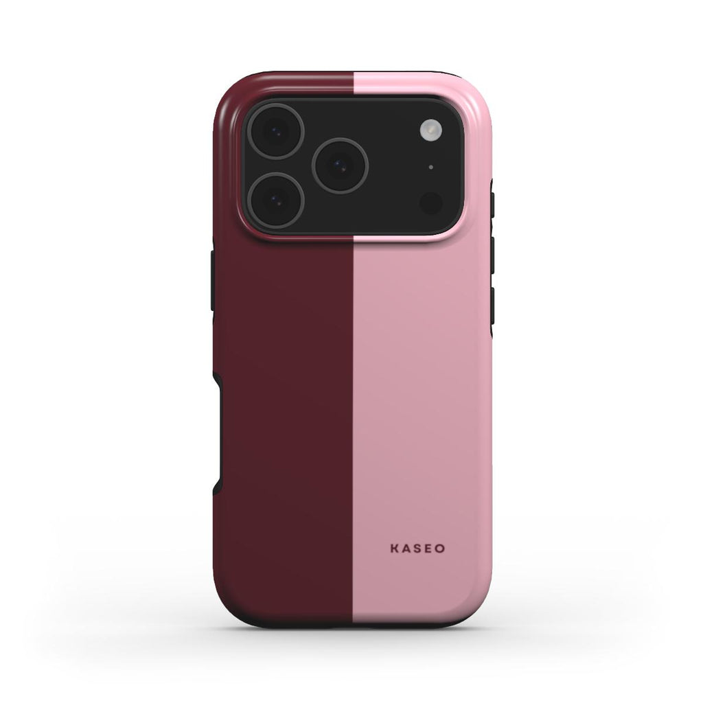 Burgundy & Pink Split - MagSafe Tough Phone Case