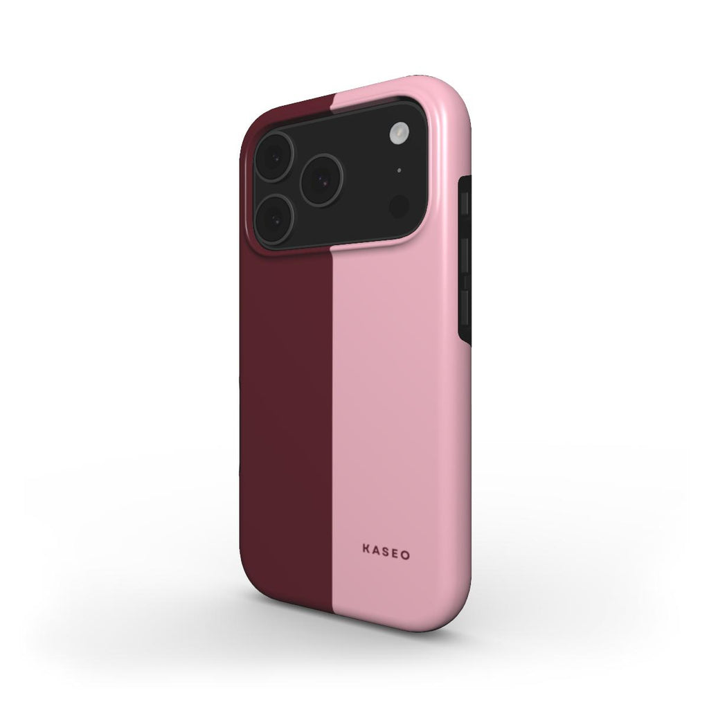 Burgundy & Pink Split - MagSafe Tough Phone Case
