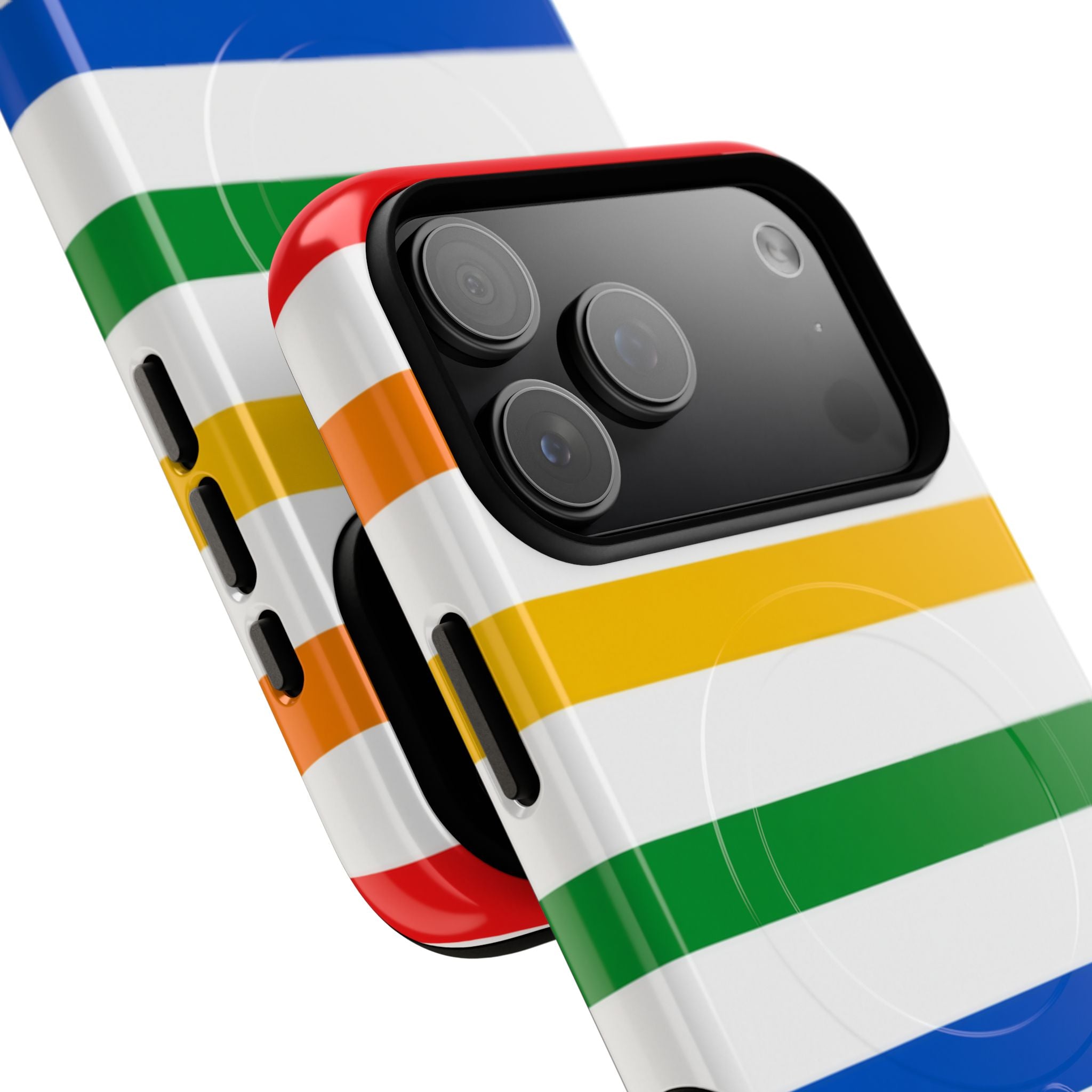 Pride rainbow stripe print MagSafe-compatible phone case