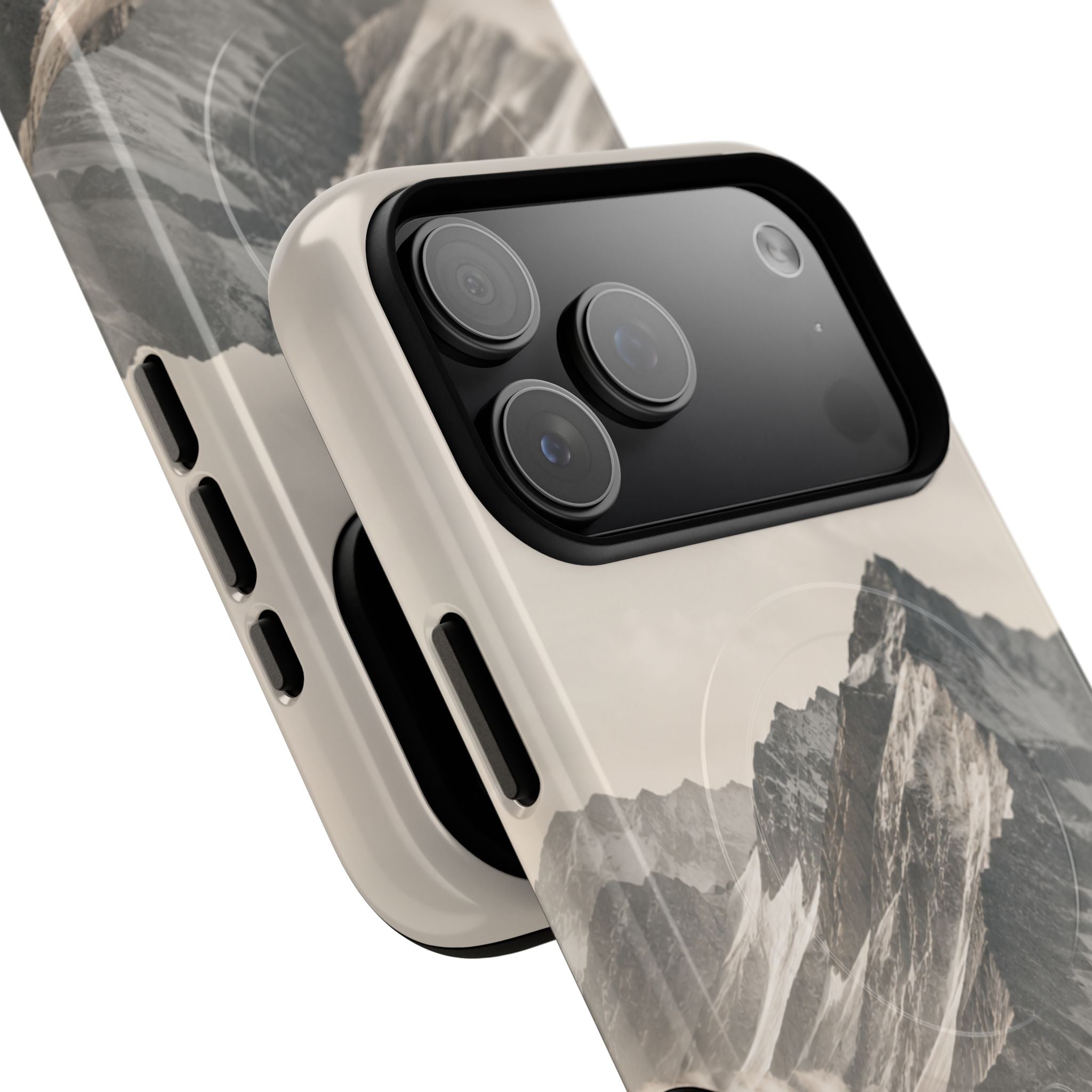 Peak mountain line print MagSafe-compatible phone case