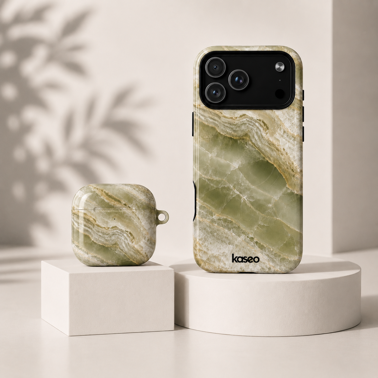 Sage MagSafe phone case and AirPods case matching bundle