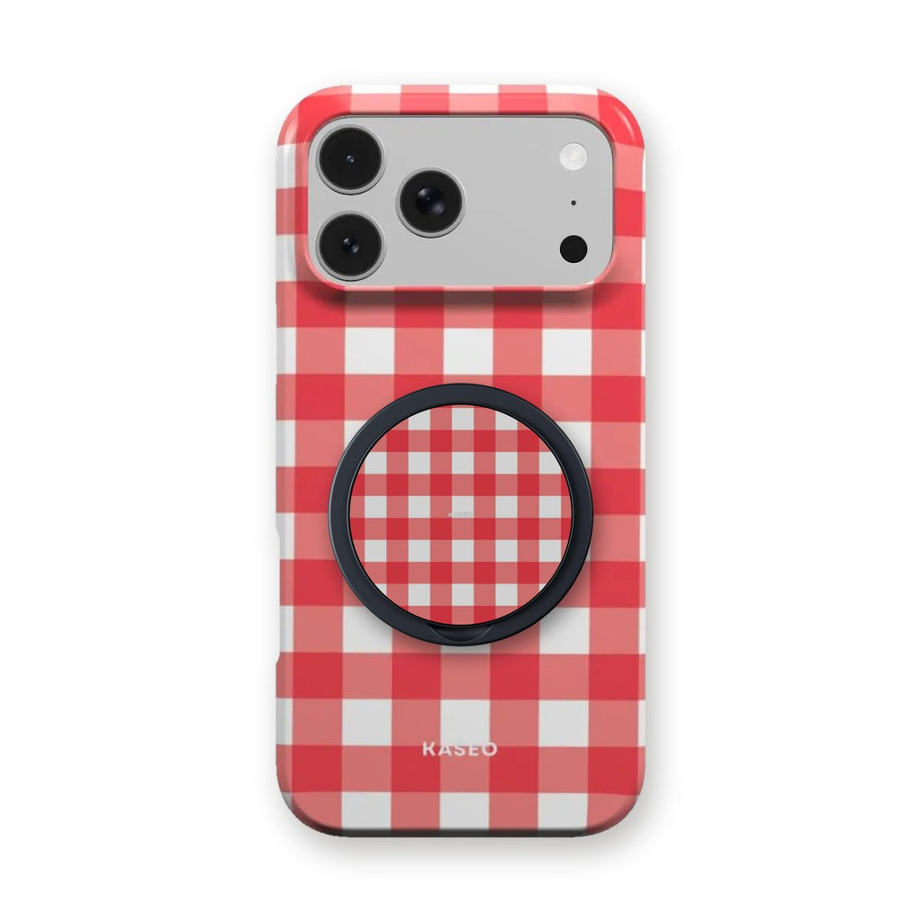 Gingham Red grip on the matching Gingham Red case
