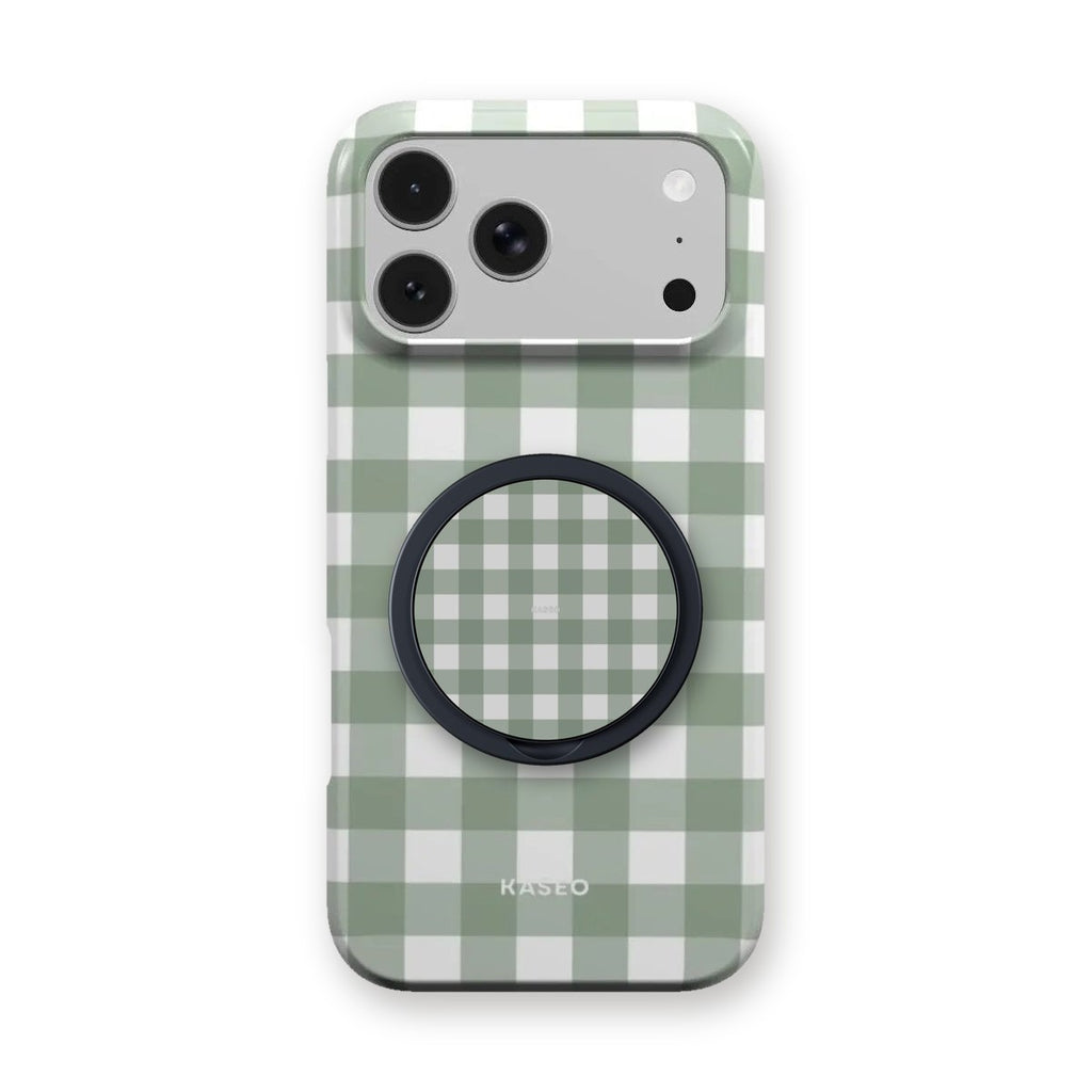 Gingham Sage grip on the matching Gingham Sage case