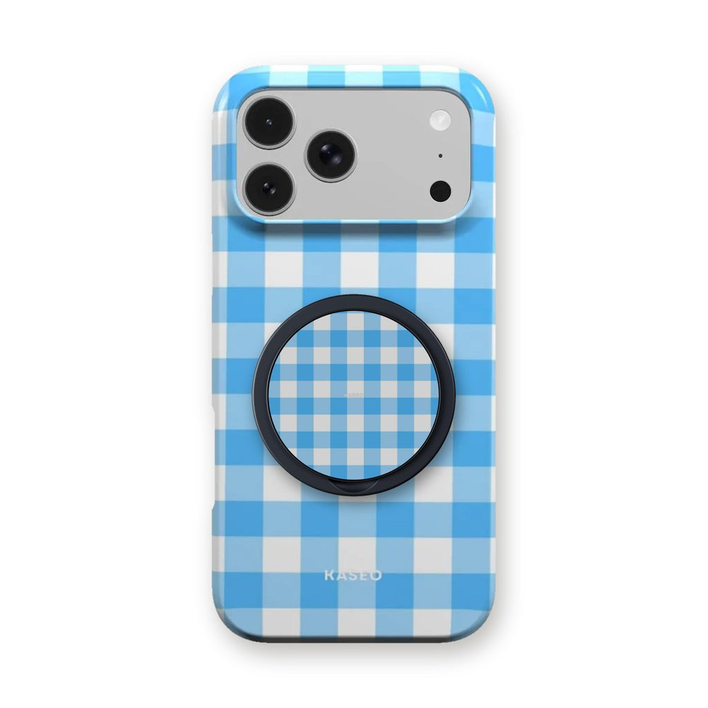 Gingham Sky Blue grip on the matching Gingham Sky Blue case