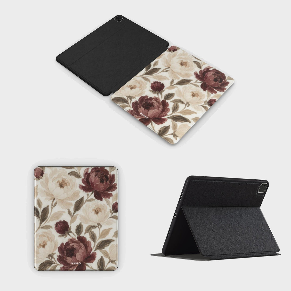 KASEO iPad case open, closed and standing