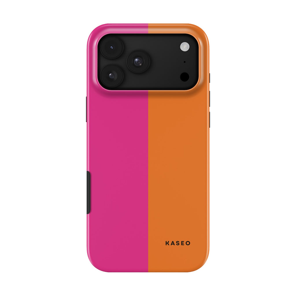 Hot Pink & Orange Split case on iPhone 18 Pro